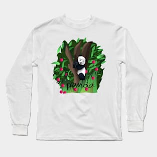 cute panda climbing tree Long Sleeve T-Shirt